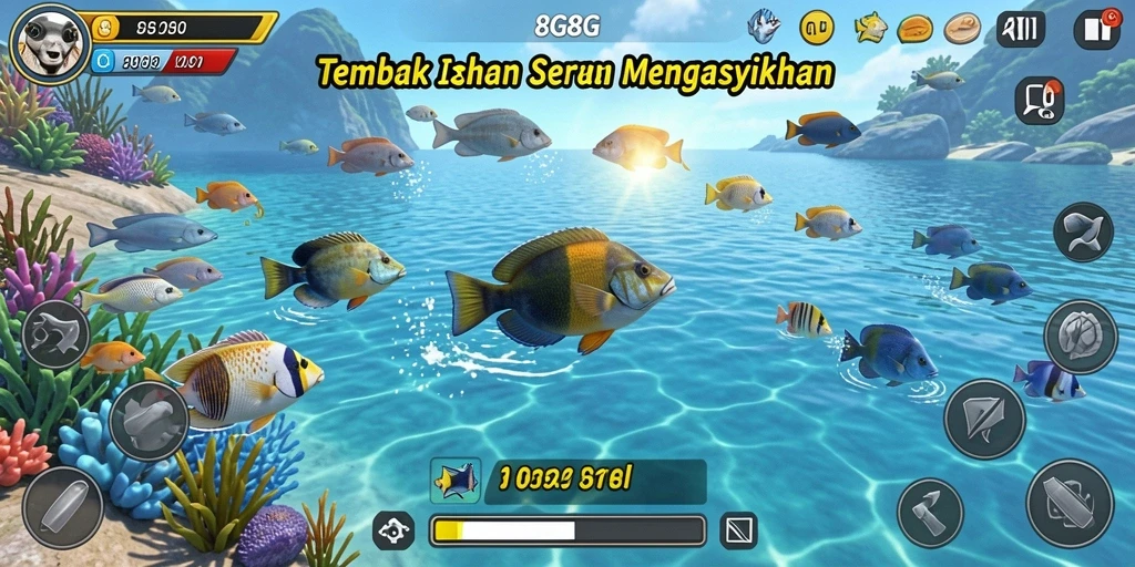 Tangkapan layar gameplay Tembak Ikan yang seru dan memukau.