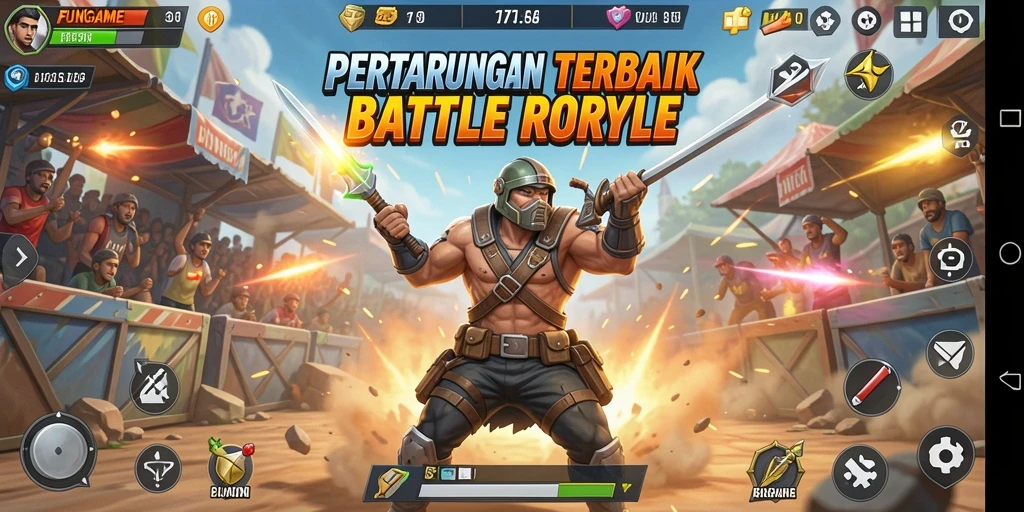 Screenshot gameplay FUNGame yang menampilkan aksi Battle Royale yang seru.