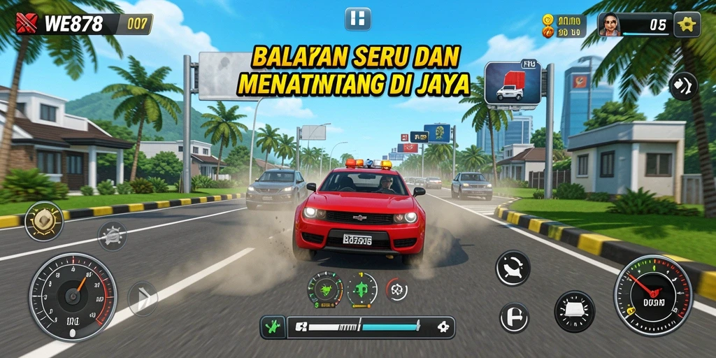 Gameplay WE878 yang seru dan menegangkan saat balapan.